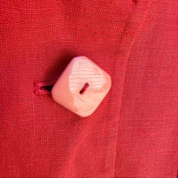Vintage 90s Valerie Stevens Linen red orange boxy oversized long blazer 8 - Picture 4 of 7